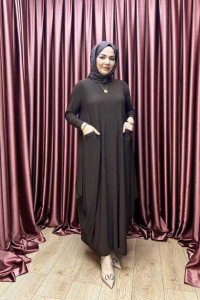 BODRUM CEPLİ ELBİSE Acı Kahve