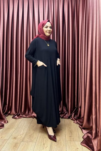 BODRUM CEPLİ ELBİSE Siyah