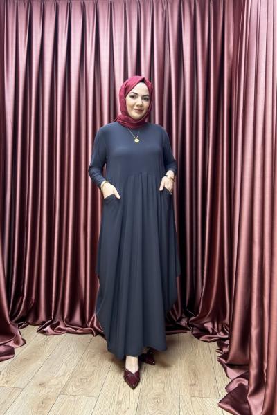 BODRUM CEPLİ ELBİSE Antrasit