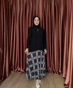 BURBERY DESENLİ ETEK TAKIM Siyah