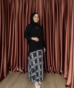 BURBERY DESENLİ ETEK TAKIM Siyah