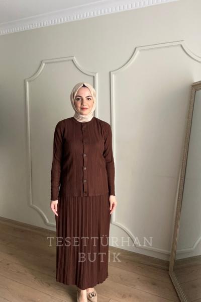 CEYLİN ETEKLİ TAKIM Kahverengi