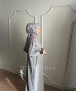 ÇİFT ŞERİT DETAYLI ELBİSE Gri