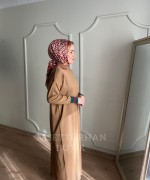 ÇİFT ŞERİT DETAYLI ELBİSE Camel