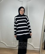ÇİZGİLİ TRİKO TAKIM Siyah