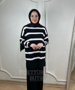 ÇİZGİLİ TRİKO TAKIM Siyah