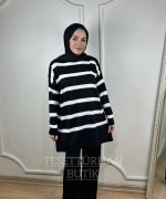 ÇİZGİLİ TRİKO TAKIM Siyah