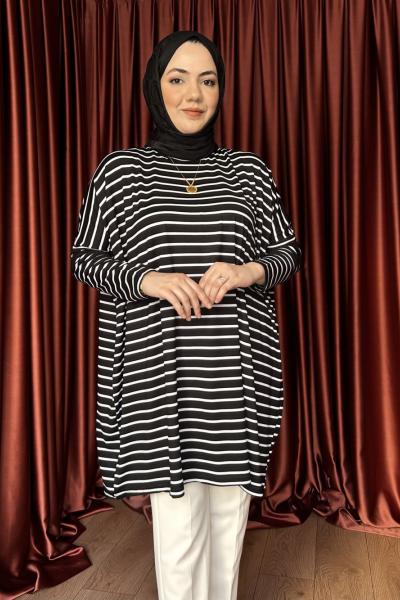 ÇİZGİLİ TUNİK Siyah