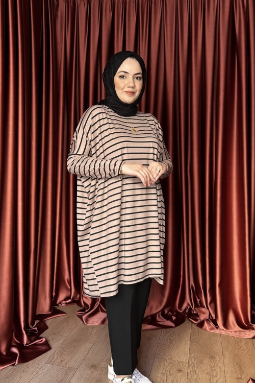 ÇİZGİLİ TUNİK Vizon