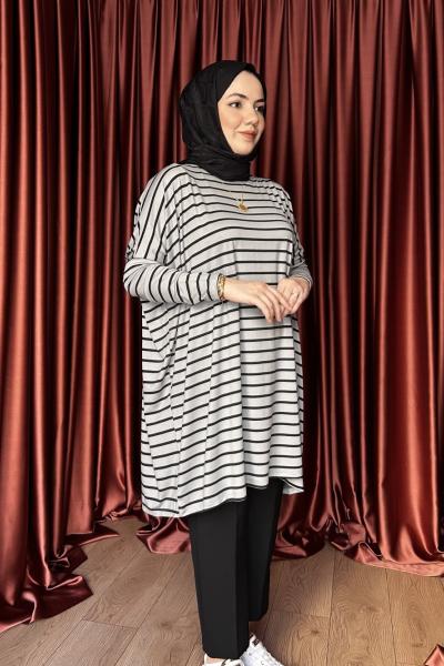 ÇİZGİLİ TUNİK Gri