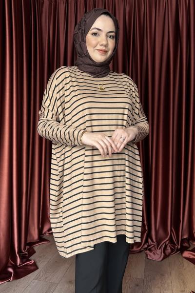 ÇİZGİLİ TUNİK Camel
