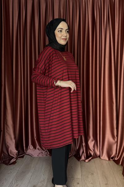 ÇİZGİLİ TUNİK Kırmızı Siyah
