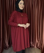 ÇİZGİLİ TUNİK Kırmızı Siyah