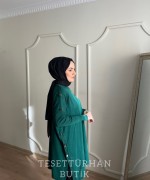 Düğme Detaylı Tunik Zümrüt