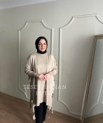 Düğme Detaylı Tunik Krem