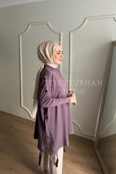 Düğme Detaylı Tunik Gül