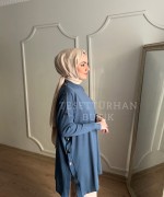Düğme Detaylı Tunik Mavi