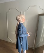 Düğme Detaylı Tunik Mavi