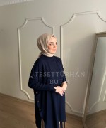 Düğme Detaylı Tunik Lacivert