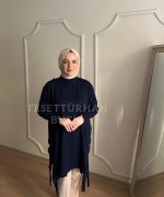 Düğme Detaylı Tunik Lacivert