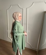 Düğme Detaylı Tunik Fıstık Yeşili