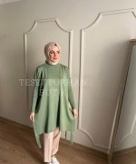Düğme Detaylı Tunik Fıstık Yeşili