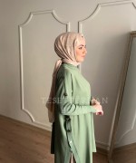 Düğme Detaylı Tunik Fıstık Yeşili