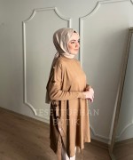 Düğme Detaylı Tunik Camel