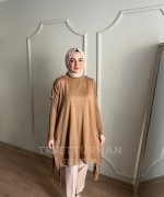 Düğme Detaylı Tunik Camel