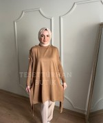 Düğme Detaylı Tunik Camel