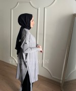 Düğme Detaylı Tunik Gri