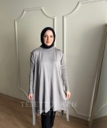 Düğme Detaylı Tunik Gri