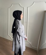 Düğme Detaylı Tunik Gri
