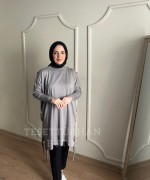 Düğme Detaylı Tunik Gri