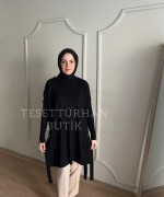 Düğme Detaylı Tunik Anadolu Siyahı