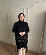 Düğme Detaylı Tunik Anadolu Siyahı