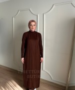 HARE TRİKO ELBİSE Kahverengi