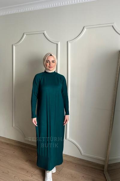 HARE TRİKO ELBİSE Zümrüt