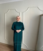 HARE TRİKO ELBİSE Zümrüt
