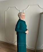 HARE TRİKO ELBİSE Zümrüt
