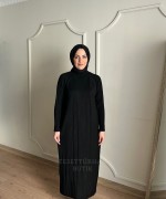 HARE TRİKO ELBİSE Siyah