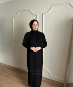 HARE TRİKO ELBİSE Siyah