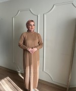 HARE TRİKO ELBİSE Camel
