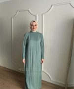 HARE TRİKO ELBİSE Mint Yeşili