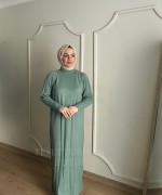 HARE TRİKO ELBİSE Mint Yeşili
