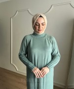 HARE TRİKO ELBİSE Mint Yeşili
