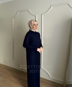 HARE TRİKO ELBİSE Lacivert