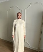 HARE TRİKO ELBİSE Ekru