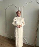 HARE TRİKO ELBİSE Ekru