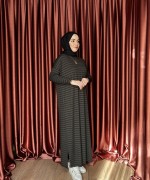 KAMPANYALI ÇİZGİLİ ELBİSE Haki